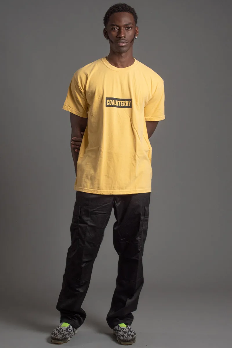 GUYS MUSTARD N BLK BAR TEE